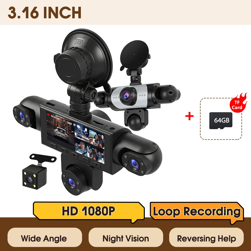Dashcam Podofo 5 caméras 1080P avec écran 3,16 pouces