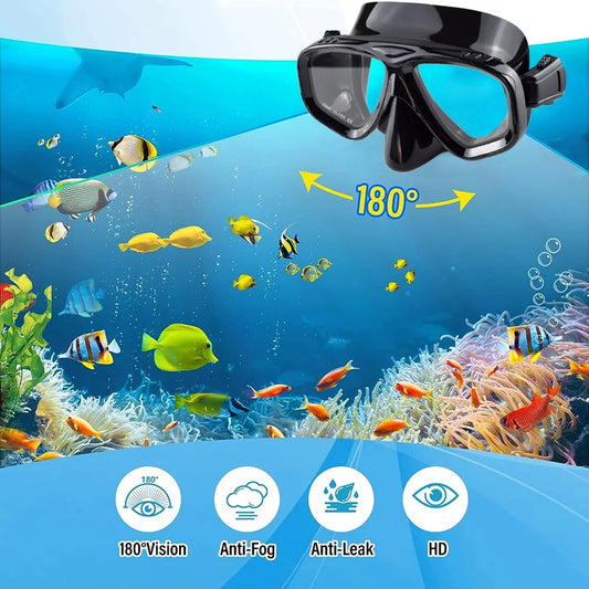 Masque de Plongée et Natation JoyMaySun – Vue Panoramique 180° avec Lentille en Verre Trempé - BLACKBEARD OUTDOOR INDUSTRIES