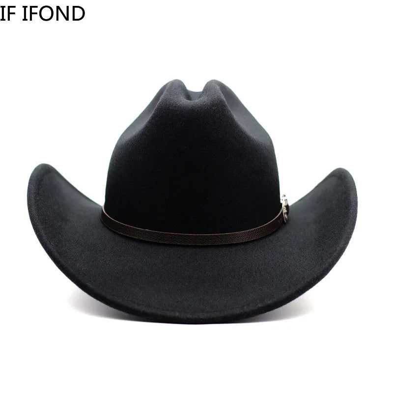 Chapeau Vintage Western Cowboy Unisexe – Style Gentleman & Cowgirl, Large Bord en Cuir – Jazz Cloche Sombrero Élégant pour Homme & Femme - BLACKBEARD OUTDOOR INDUSTRIES