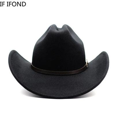 Chapeau Vintage Western Cowboy Unisexe – Style Gentleman & Cowgirl, Large Bord en Cuir – Jazz Cloche Sombrero Élégant pour Homme & Femme - BLACKBEARD OUTDOOR INDUSTRIES