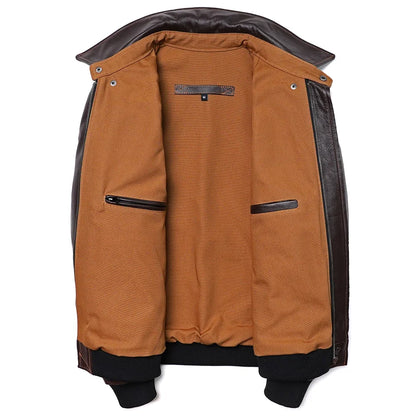 Blouson Homme Style A2 Classique en Cuir Véritable Inspiré Aviation Militaire | Cuir de Vache Naturel | Veste de Pilote - BLACKBEARD OUTDOOR INDUSTRIES