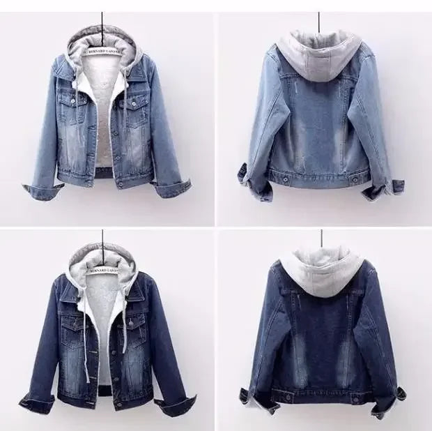 Veste en Jean Femme à Capuche – Coupe Droite Boutons, Style Streetwear Chaud Automne/Hiver - BLACKBEARD OUTDOOR INDUSTRIES