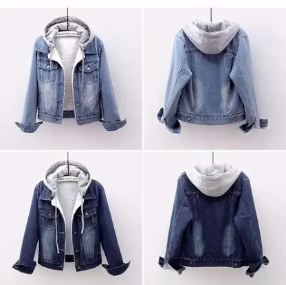 Veste en Jean Femme à Capuche – Coupe Droite Boutons, Style Streetwear Chaud Automne/Hiver - BLACKBEARD OUTDOOR INDUSTRIES