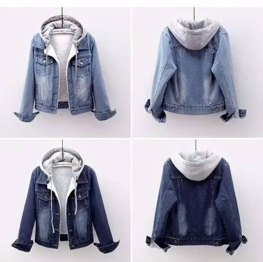 Veste en Jean Femme à Capuche – Coupe Droite Boutons, Style Streetwear Chaud Automne/Hiver - BLACKBEARD OUTDOOR INDUSTRIES