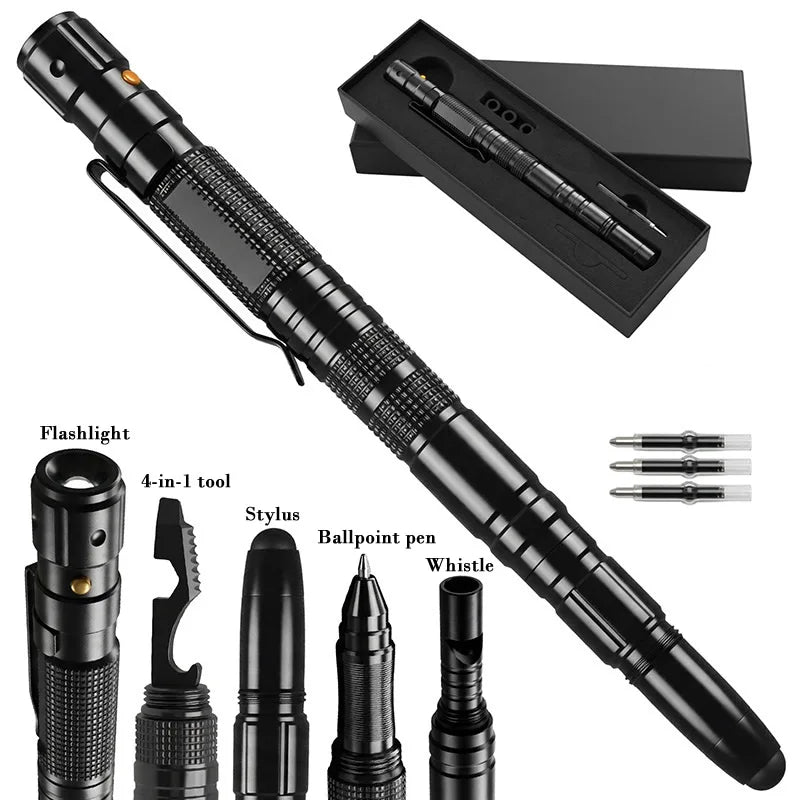 Stylo tactique multifonction avec lampe LED et outils