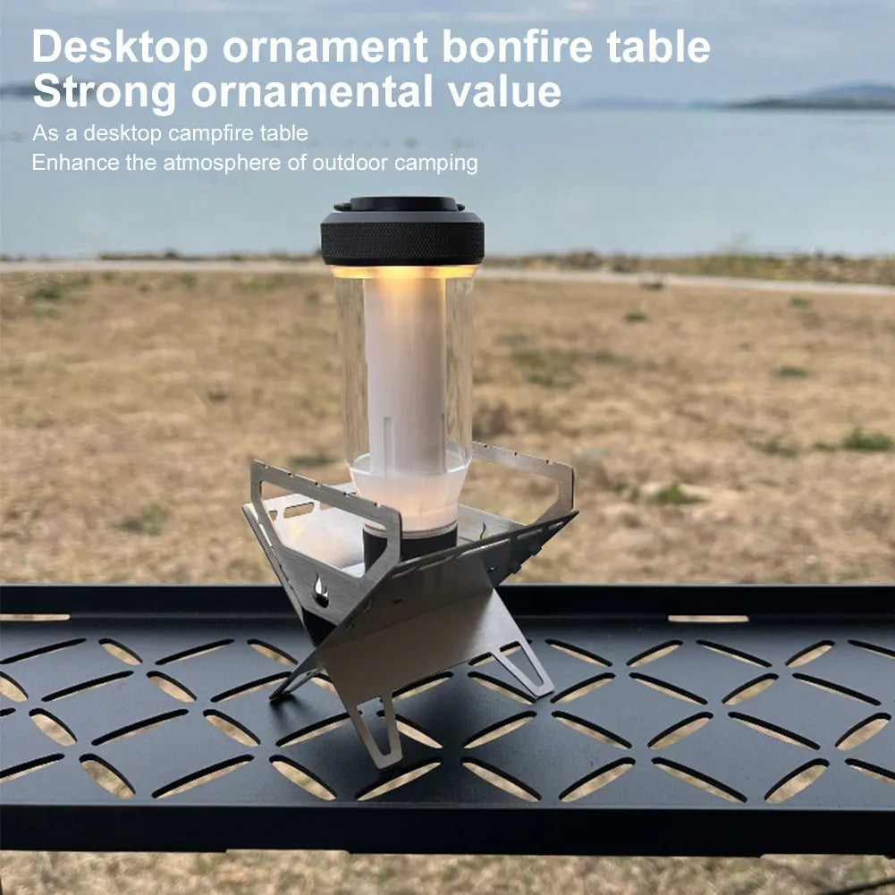 Mini-réchaud à bois pliable en inox pour camping