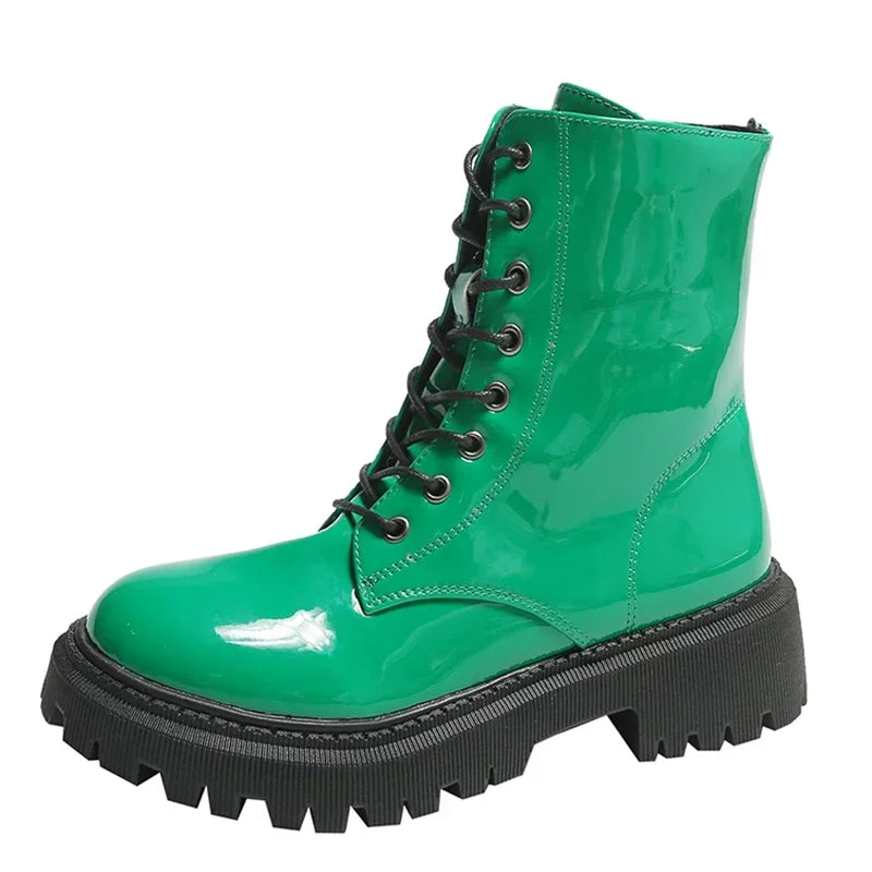 Bottines Plateforme Femme Style Moto – Talon Carré Haut, Zip, Bout Rond | 3 Coloris