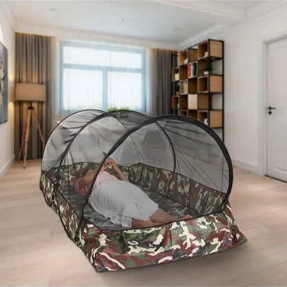 Moustiquaire de camping pliable à ouverture automatique – Fond camouflage