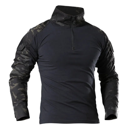 T-Shirt Tactique Militaire Manches Longues – Camouflage CP, Coton DRYTEC, Homme