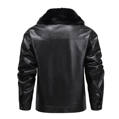 YJKVUR Men's Fleece-Lined Warm Faux Leather Jacket Waterproof Windproof Autumn Winter New Arrival Man Motorcycle Stylish Coat ﻿ BLACKBEARD OUTDOOR INDUSTRIES