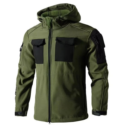 Veste Softshell Cargo Homme à Capuche - Automne/Hiver Outdoor Militaire