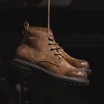 Boots Homme Hiver – Chaussures Montantes Cuir Lacets Semelle Épaisse