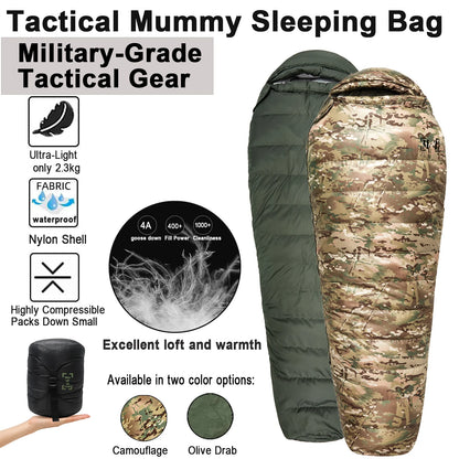 Sac de couchage militaire momie en duvet – Bivouac et camping