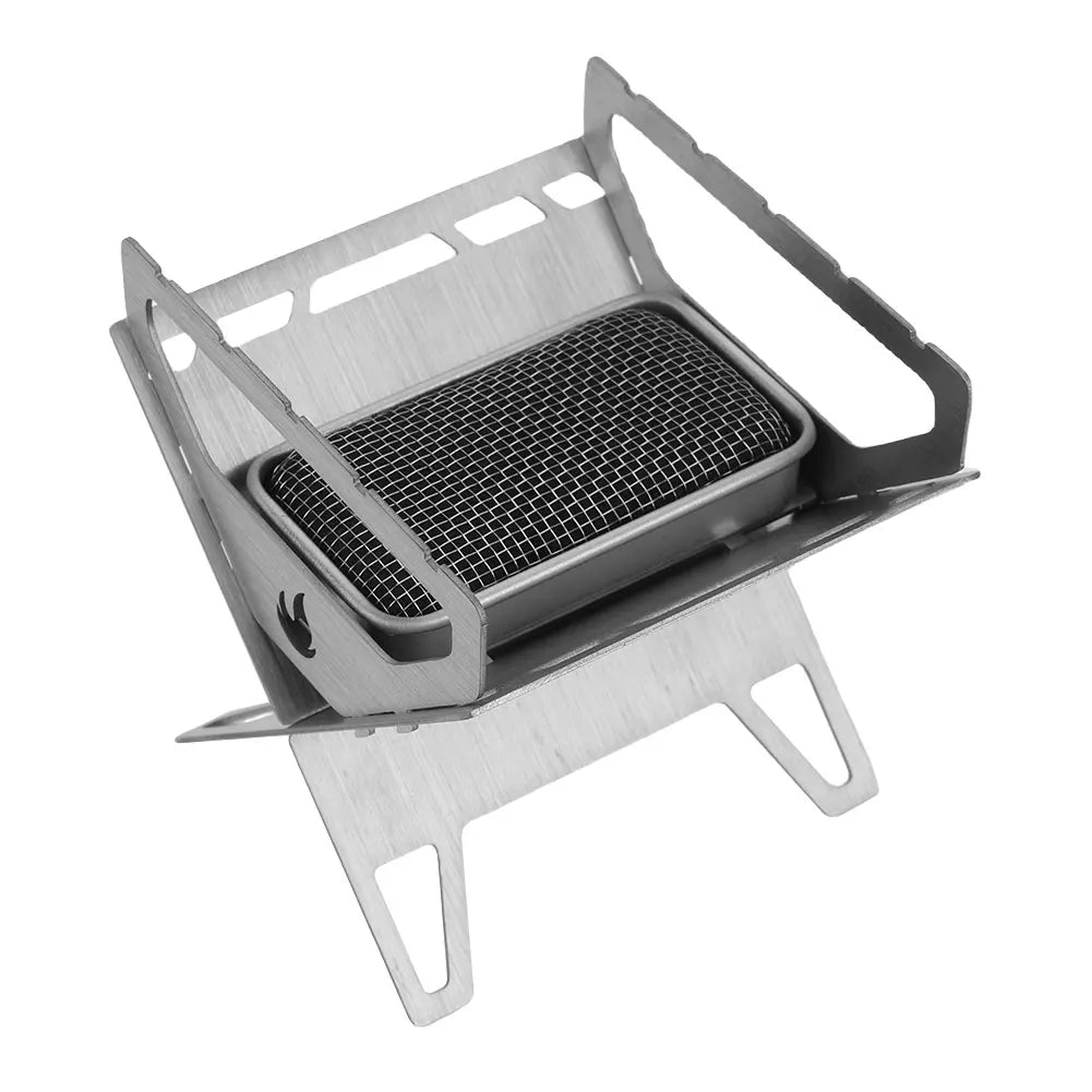 Mini-réchaud à bois pliable en inox pour camping