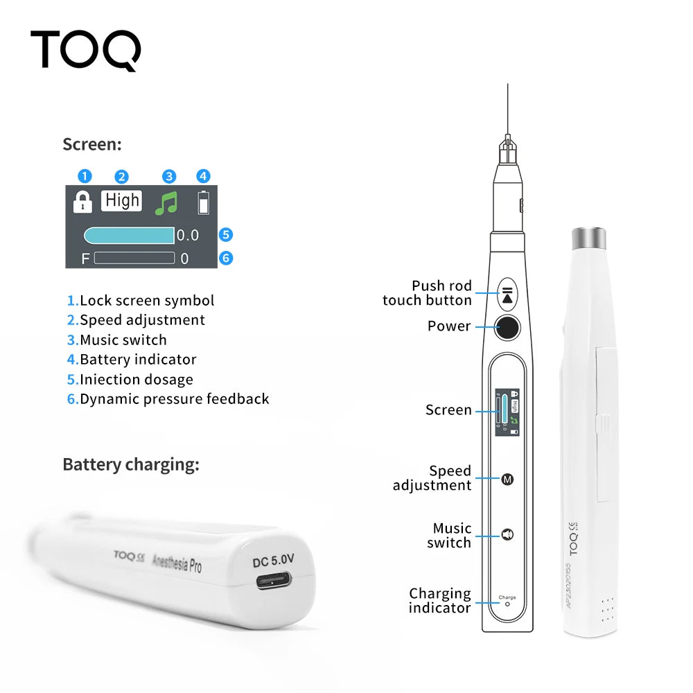 Injecteur Anesthésie Dentaire Sans Fil LCD – 3 Vitesses, Rétro-Aspiration, Indolore