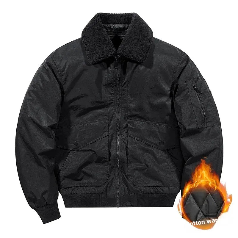 Men's Casual Thickened Cotton Jacket Removable Fur Collar Autumn Winter Warm Stand Collar Looseness Style Chinese Origin BLACKBEARD OUTDOOR INDUSTRIES