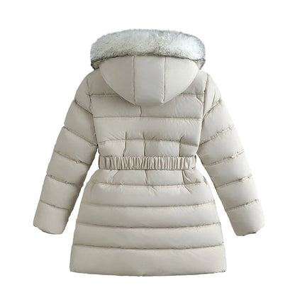 Manteau d'hiver femme matelassé à capuche et ceinture