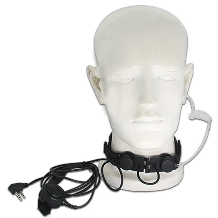 Micro Laryngophone Imperméable + PTT Doigt – Casque Tube Acoustique Talkie-Walkie BaoFeng, Kenwood, TYT