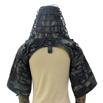 Combinaison Ghillie Tactique ROCOTACTICAL – Cagoule Viper 3D, Bandes Feuillages, Sniper Chasse Airsoft