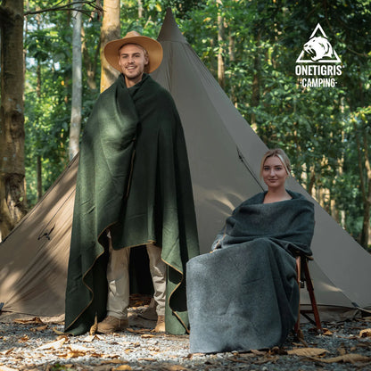 Couverture de camping 80 % laine – Grand format 222 × 164 cm