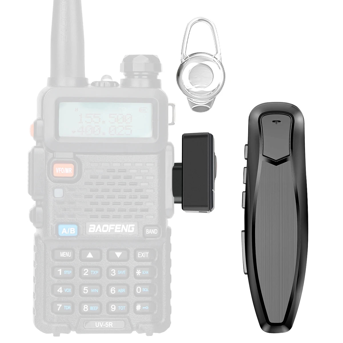 Oreillette Bluetooth Mains Libres pour Talkie-Walkie – PTT Sans Fil, Compatible Kenwood, Baofeng UV-5R, Quansheng