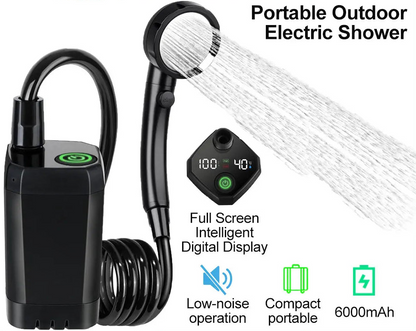 Douche de camping rechargeable 6 000 mAh – Écran et USB-C