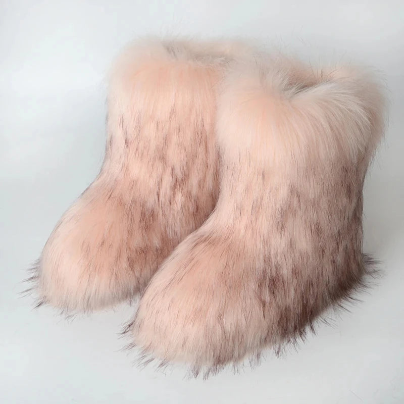 Bottes d’hiver femme fourrées en fausse fourrure