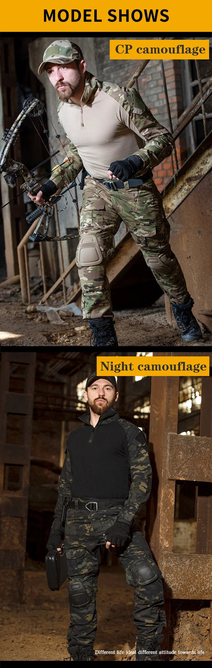 Chemise Tactique à Manches Longues Outdoor CP - T-shirt Combat à Zip 1/4 en Ripstop Coton Camo pour Hommes BLACKBEARD OUTDOOR INDUSTRIES