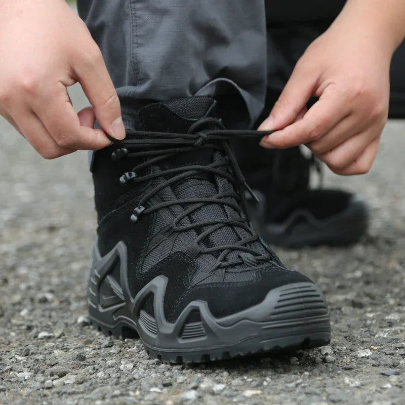 Chaussures Tactiques Mi-Hautes Militaires Désert – Cuir Suède, Randonnée & Outdoor, 39-46