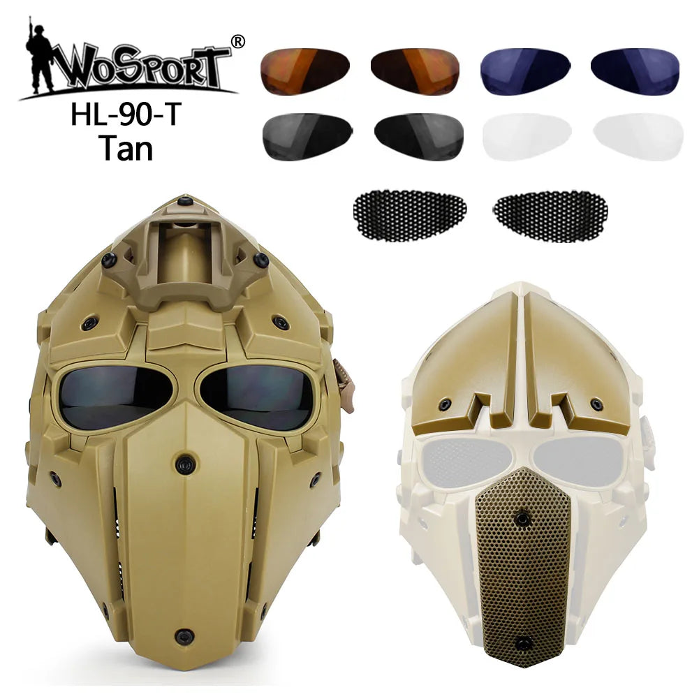 Casque tactique intégral HL-90 pour airsoft, 54–64 cm