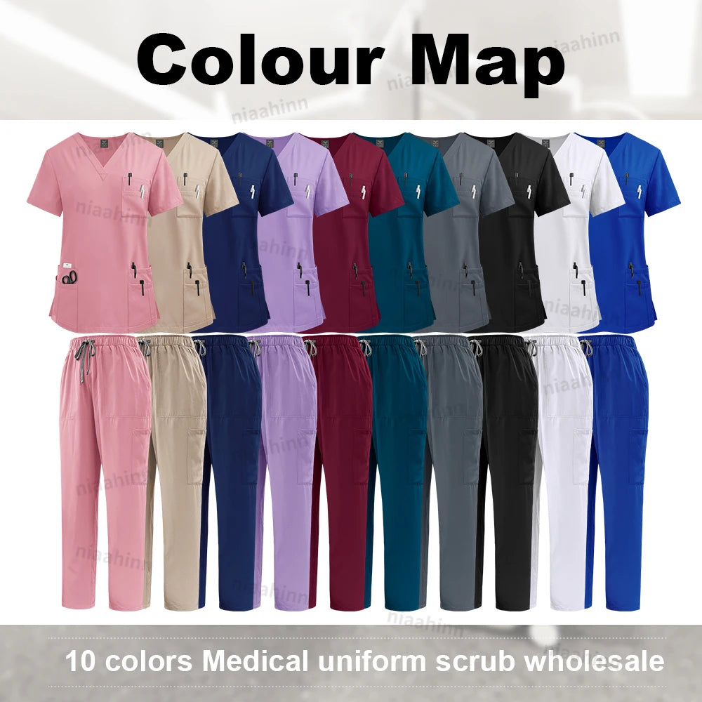 Uniforme Médical de Haute Qualité pour Femmes - Ensemble de Blouse et Pantalon pour Infirmière, Scrubs Unisexe BLACKBEARD OUTDOOR INDUSTRIES