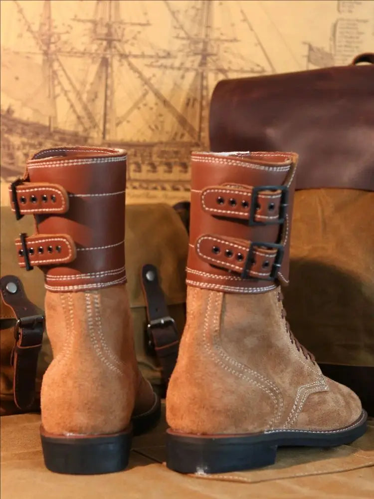 Rangers Vintage Militaires Homme - Style Armée, Cuir Daim Fait Main