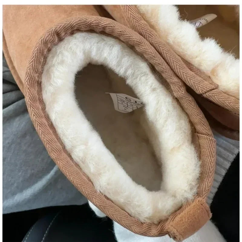 Bottes de Neige Mini Femme en Peau de Mouton Véritable & Laine – Chaudes, Confortables, Plateforme