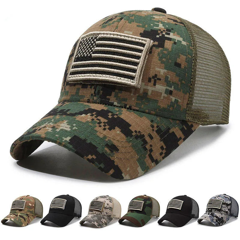Casquette Baseball Drapeau Américain Brodé – Camouflage Respirante Unisexe | 14 Coloris - BLACKBEARD OUTDOOR INDUSTRIES