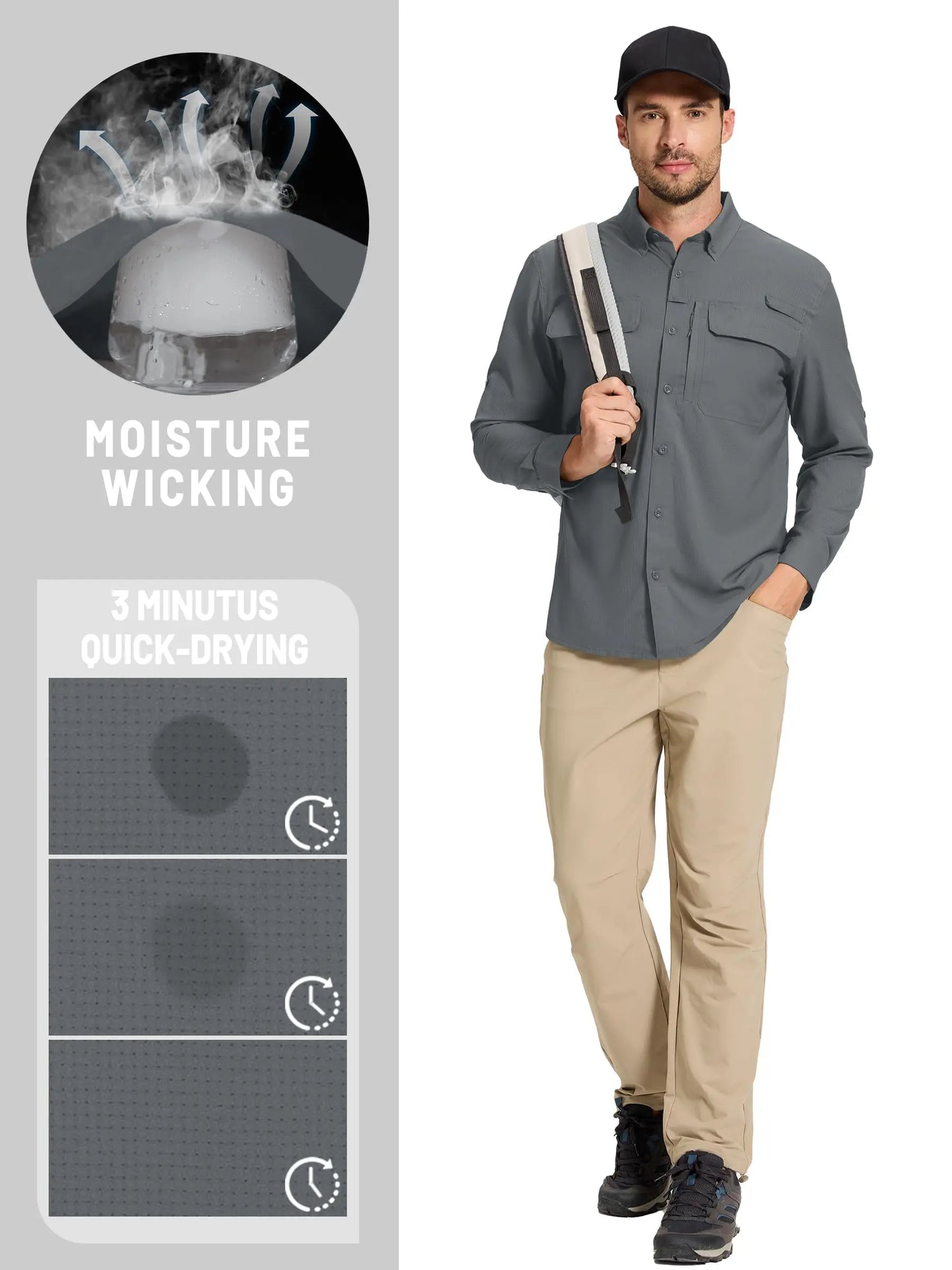 Chemise Tactique Homme TACVASEN ST144 – UPF 50+ Manches Longues | Séchage Rapide | Respirante | Multi-poches - BLACKBEARD OUTDOOR INDUSTRIES