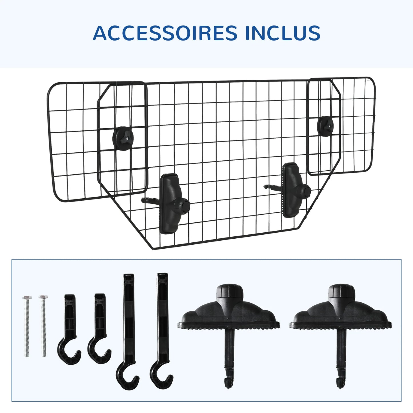 Barrière de Sécurité Auto pour Chien PawHut, Ajustable de 90 cm, Barrière de Protection Noire