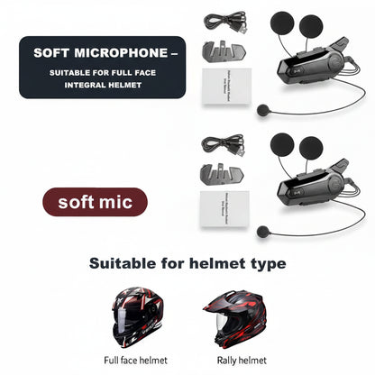 X1 Plus – Intercom Moto Bluetooth 5.0, Portée 1000 m, IPX6, Autonomie 12h, Micro Souple ou Rigide