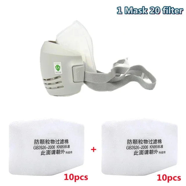 Masque Anti-Poussière avec 20 Filtres en Coton - Respirateur Demi-Visère pour Protection Contre la Poussière, Brouillard, Fumée et Gaz - Idéal pour l'Industrie, la Construction et le Travail Général BLACKBEARD OUTDOOR INDUSTRIES