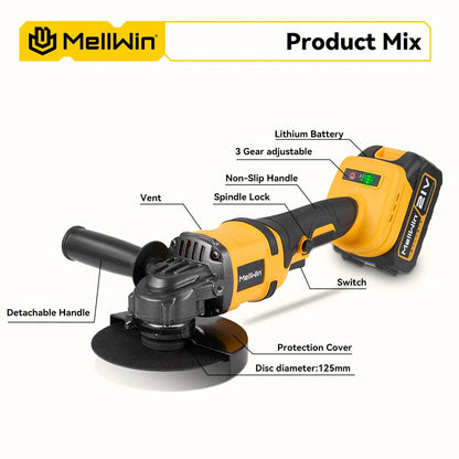 Meuleuse Angulaire Sans Fil MELLWIN 125mm M14 BLACKBEARD OUTDOOR INDUSTRIES