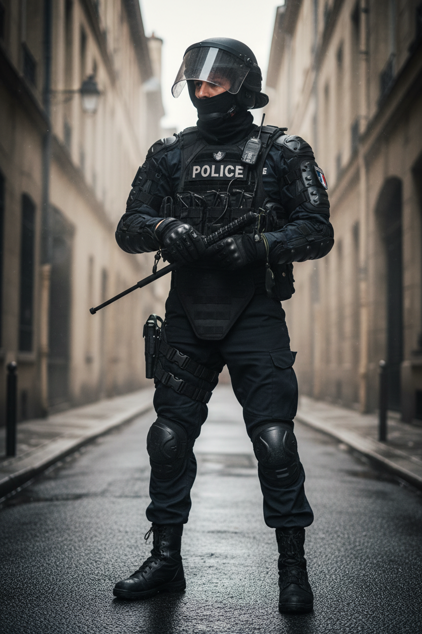 Bâton de Défense Télescopique 555 mm (BTLD) – Chrome Noir + Holster - BLACKBEARD OUTDOOR INDUSTRIES