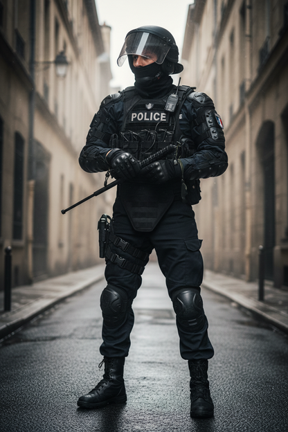 Bâton de Défense Télescopique 555 mm (BTLD) – Chrome Noir + Holster - BLACKBEARD OUTDOOR INDUSTRIES