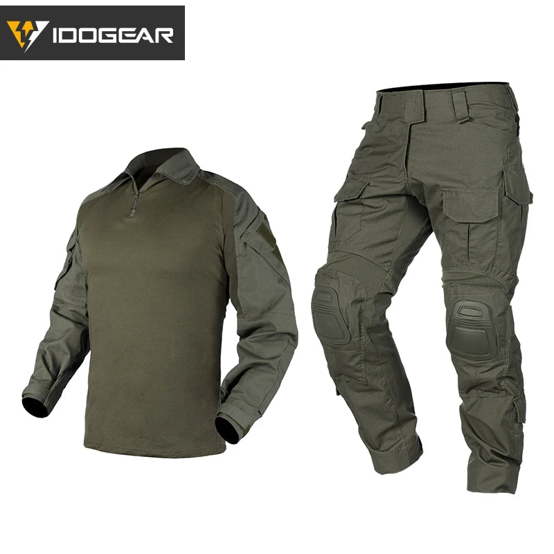 IDOGEAR G3 Uniforme Tactique Shirt & Pantalon avec Genouillères et Coudières – Ranger Green - BLACKBEARD OUTDOOR INDUSTRIES