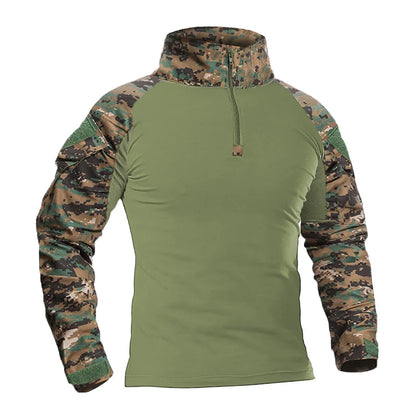 T-Shirt Tactique Militaire Manches Longues – Camouflage CP, Coton DRYTEC, Homme