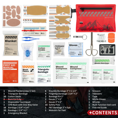 Kit de premiers secours léger Rhino Rescue - Trousse médicale ultralégère et étanche pour randonnée, vélo, voyage et véhicules
