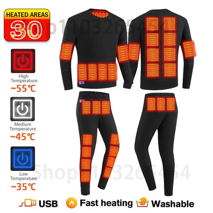 Sous-vêtement chauffant USB hiver – Veste, pantalon ou ensemble