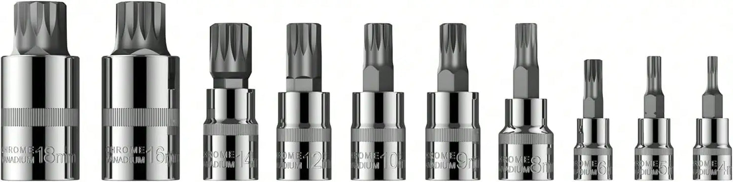 Coffret 10 Pièces XZN Triple Square Spline Bit Socket – Embouts M4 à M18 avec Boîte de Rangement Renforcée - BLACKBEARD OUTDOOR INDUSTRIES