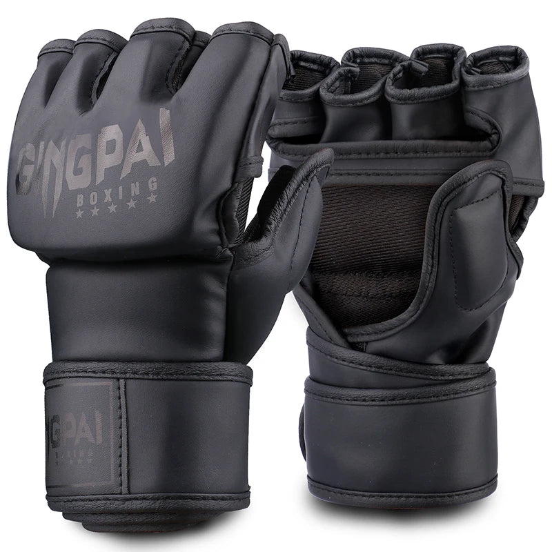 Mitaines MMA Sans Doigts Cuir PU – Gants Sac de Frappe / Kickboxing / Muay Thai – M & L - BLACKBEARD OUTDOOR INDUSTRIES