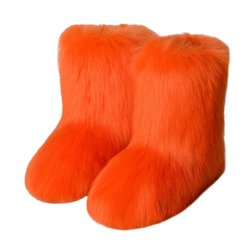 Bottes d’hiver femme fourrées en fausse fourrure