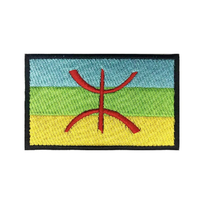 Patch Drapeau Berbère Afrique du Nord Brodé – 8×5 cm | Thermocollant ou Hook & Loop | Brassard, Veste, Sac, Équipement Militaire - BLACKBEARD OUTDOOR INDUSTRIES