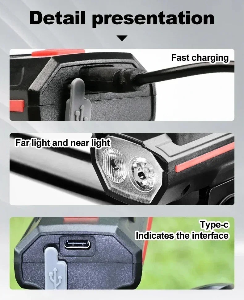 phare avant de vélo solaire a éclairage double faisceau avec avertisseur sonore Ma boutique